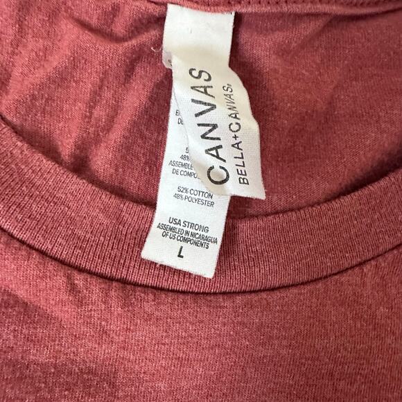 Bella Canvas T-Shirt Rust Solid Short Sleeve Casual Pullover Basic Womans Large - Picture 2 of 3